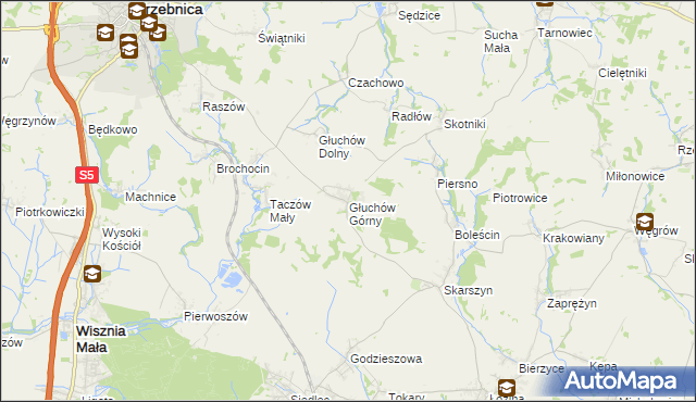 mapa Głuchów Górny, Głuchów Górny na mapie Targeo