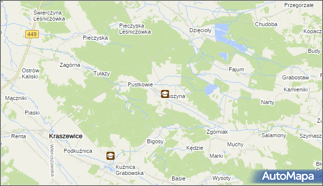 mapa Głuszyna gmina Kraszewice, Głuszyna gmina Kraszewice na mapie Targeo