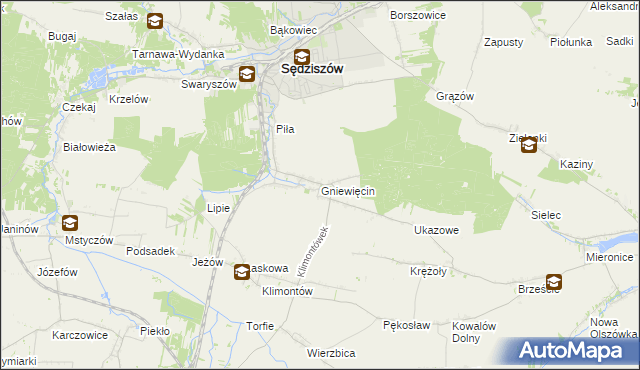 mapa Gniewięcin, Gniewięcin na mapie Targeo