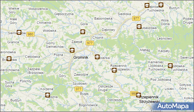 mapa Golanka gmina Gromnik, Golanka gmina Gromnik na mapie Targeo