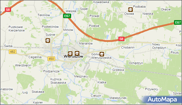 mapa Górka Wieruszowska, Górka Wieruszowska na mapie Targeo