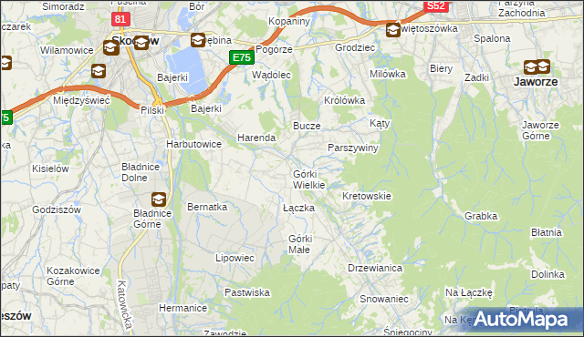 mapa Górki Wielkie, Górki Wielkie na mapie Targeo