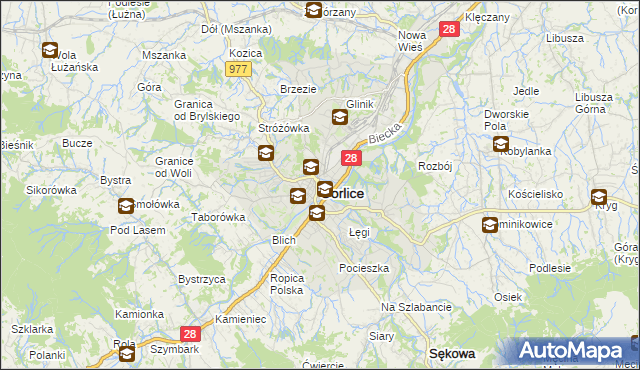 mapa Gorlic, Gorlice na mapie Targeo