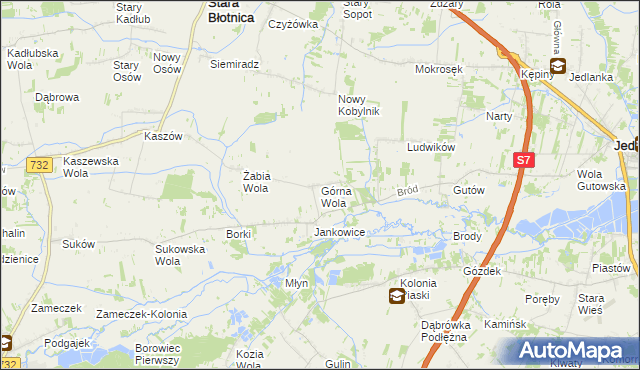 mapa Górna Wola gmina Jedlińsk, Górna Wola gmina Jedlińsk na mapie Targeo
