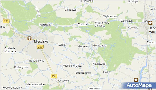 mapa Gorzewo gmina Mieścisko, Gorzewo gmina Mieścisko na mapie Targeo