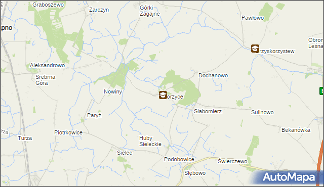 mapa Gorzyce gmina Żnin, Gorzyce gmina Żnin na mapie Targeo