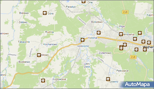 mapa Gościcino, Gościcino na mapie Targeo