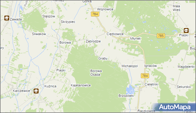 mapa Graby gmina Gidle, Graby gmina Gidle na mapie Targeo