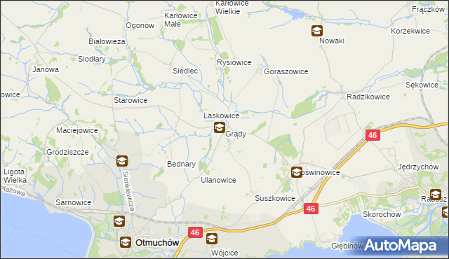 mapa Grądy gmina Otmuchów, Grądy gmina Otmuchów na mapie Targeo