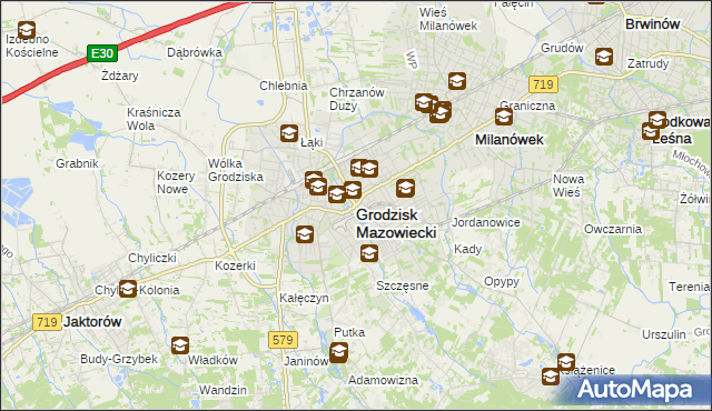 mapa Grodzisk Mazowiecki, Grodzisk Mazowiecki na mapie Targeo