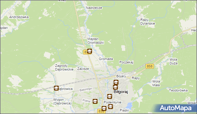 mapa Gromada gmina Biłgoraj, Gromada gmina Biłgoraj na mapie Targeo