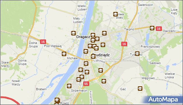 mapa Grudziądza, Grudziądz na mapie Targeo