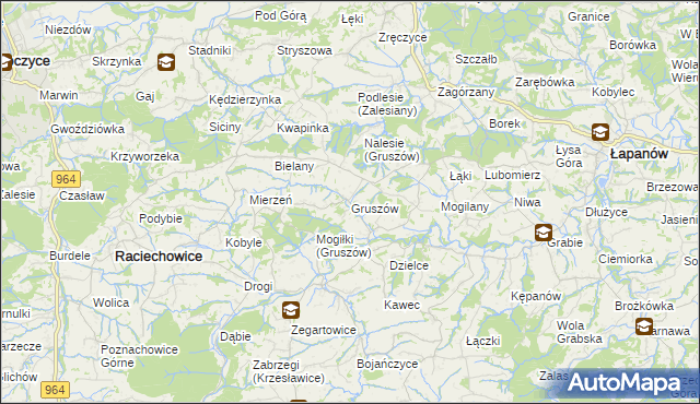 mapa Gruszów gmina Raciechowice, Gruszów gmina Raciechowice na mapie Targeo