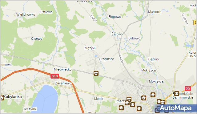 mapa Grzędzice, Grzędzice na mapie Targeo