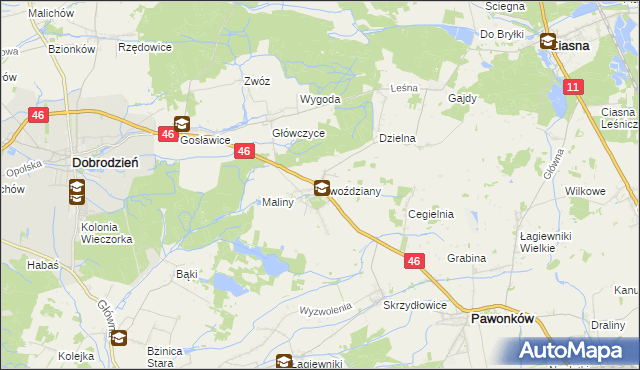 mapa Gwoździany, Gwoździany na mapie Targeo