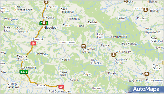 mapa Gwoźnica Dolna, Gwoźnica Dolna na mapie Targeo