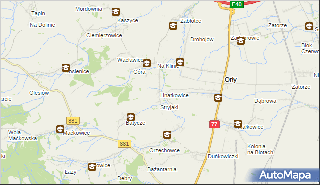 mapa Hnatkowice, Hnatkowice na mapie Targeo