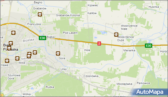 mapa Hola gmina Biała Podlaska, Hola gmina Biała Podlaska na mapie Targeo