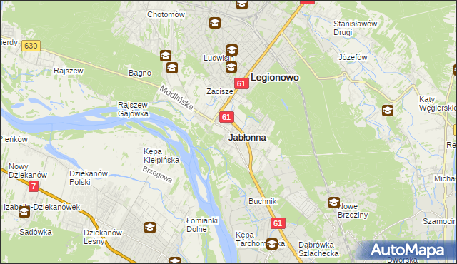 mapa Jabłonna powiat legionowski, Jabłonna powiat legionowski na mapie Targeo