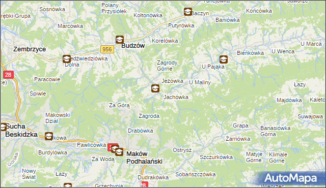 mapa Jachówka, Jachówka na mapie Targeo