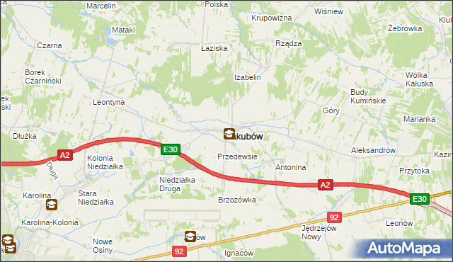 mapa Jakubów powiat miński, Jakubów powiat miński na mapie Targeo