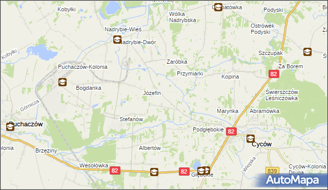 mapa Janowica gmina Cyców, Janowica gmina Cyców na mapie Targeo