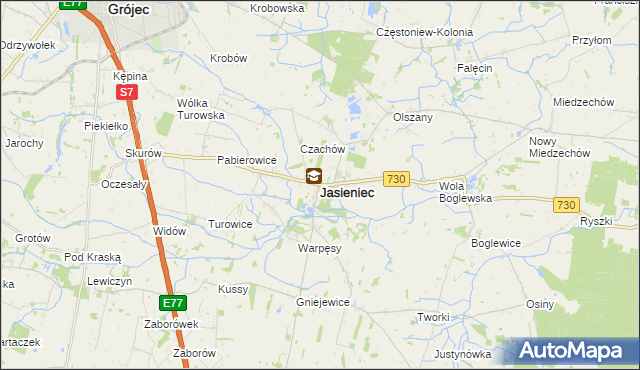 mapa Jasieniec powiat grójecki, Jasieniec powiat grójecki na mapie Targeo