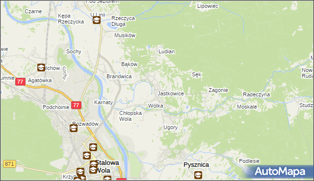 mapa Jastkowice, Jastkowice na mapie Targeo
