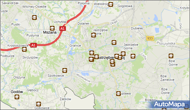 mapa Jastrzębie-Zdrój, Jastrzębie-Zdrój na mapie Targeo