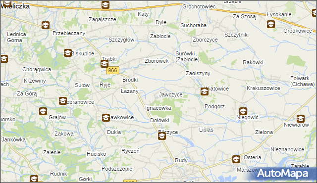 mapa Jawczyce gmina Biskupice, Jawczyce gmina Biskupice na mapie Targeo