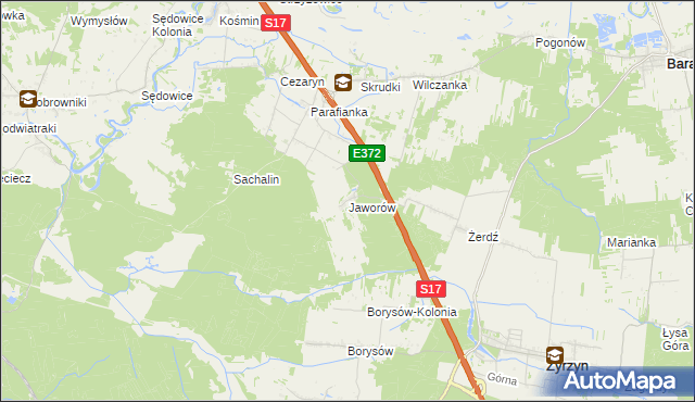mapa Jaworów gmina Żyrzyn, Jaworów gmina Żyrzyn na mapie Targeo