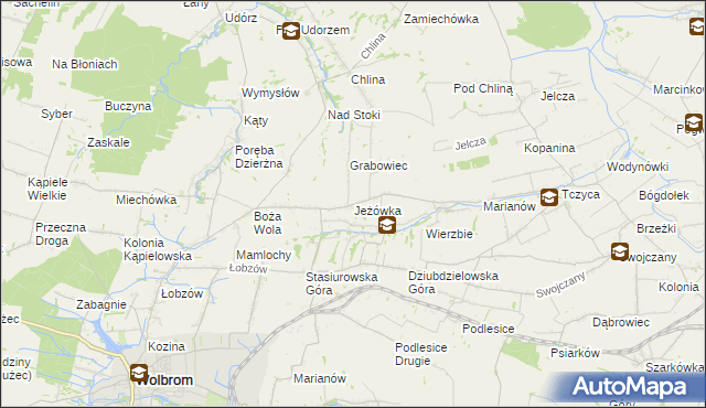 mapa Jeżówka gmina Wolbrom, Jeżówka gmina Wolbrom na mapie Targeo