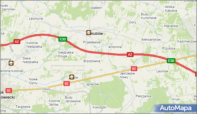 mapa Józefin gmina Jakubów, Józefin gmina Jakubów na mapie Targeo