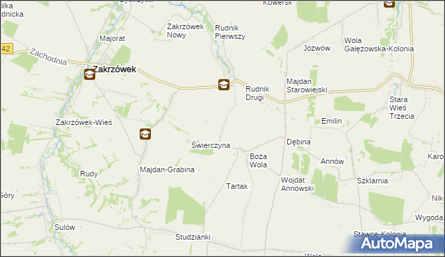 mapa Józefin gmina Zakrzówek, Józefin gmina Zakrzówek na mapie Targeo