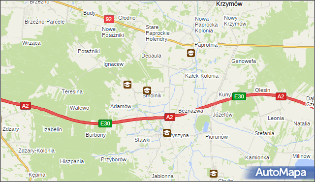 mapa Kałek gmina Krzymów, Kałek gmina Krzymów na mapie Targeo