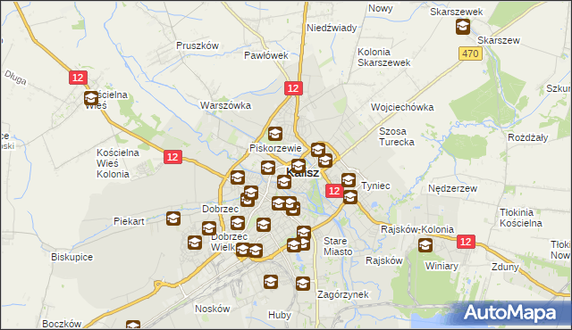 mapa Kalisza, Kalisz na mapie Targeo