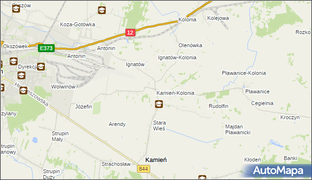 mapa Kamień-Kolonia gmina Kamień, Kamień-Kolonia gmina Kamień na mapie Targeo