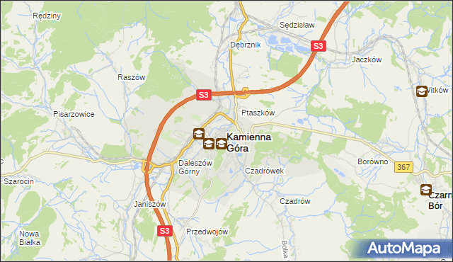 mapa Kamienna Góra, Kamienna Góra na mapie Targeo