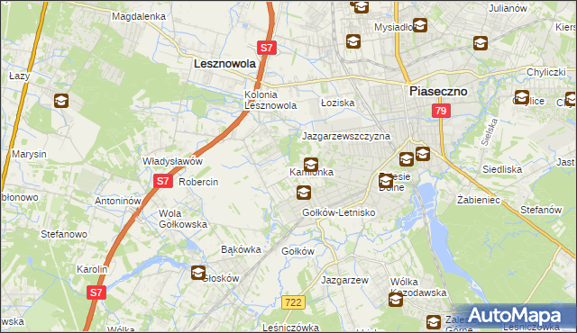 mapa Kamionka gmina Piaseczno, Kamionka gmina Piaseczno na mapie Targeo