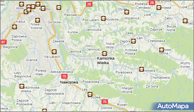 mapa Kamionka Wielka, Kamionka Wielka na mapie Targeo