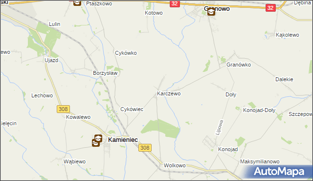 mapa Karczewo gmina Kamieniec, Karczewo gmina Kamieniec na mapie Targeo