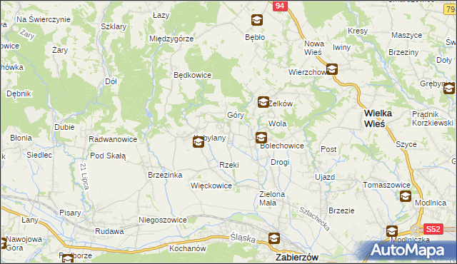 mapa Karniowice gmina Zabierzów, Karniowice gmina Zabierzów na mapie Targeo