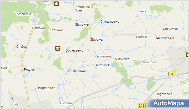 mapa Karolinowo gmina Kcynia, Karolinowo gmina Kcynia na mapie Targeo