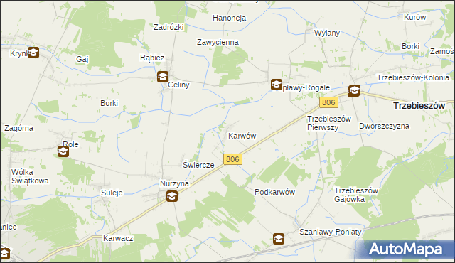 mapa Karwów gmina Trzebieszów, Karwów gmina Trzebieszów na mapie Targeo
