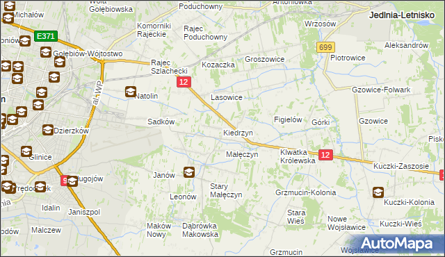 mapa Kiedrzyn gmina Gózd, Kiedrzyn gmina Gózd na mapie Targeo