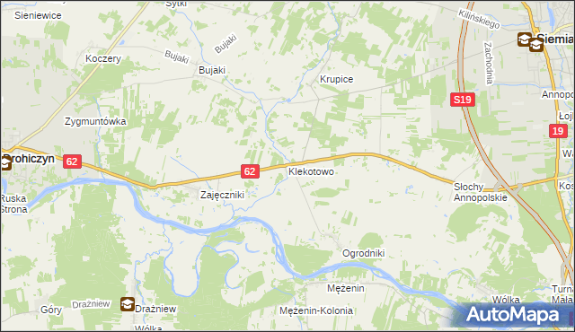 mapa Klekotowo gmina Siemiatycze, Klekotowo gmina Siemiatycze na mapie Targeo