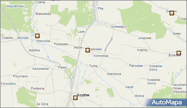 mapa Klimontów gmina Sędziszów, Klimontów gmina Sędziszów na mapie Targeo