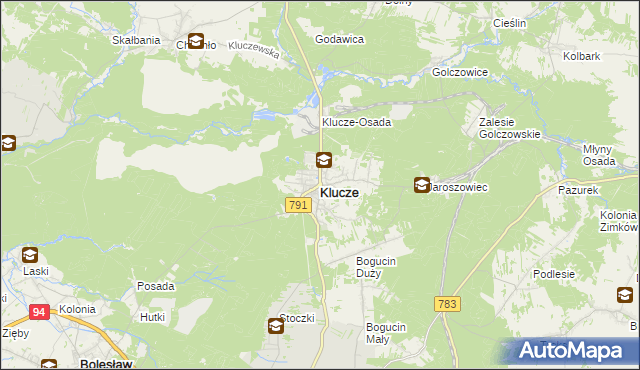 mapa Klucze powiat olkuski, Klucze powiat olkuski na mapie Targeo