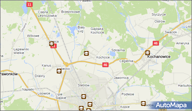 mapa Kochcice, Kochcice na mapie Targeo