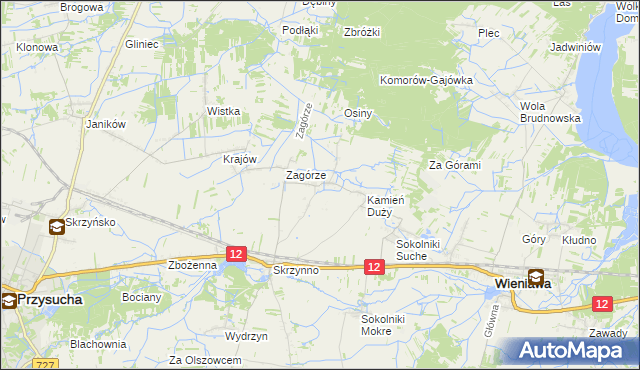 mapa Komorów gmina Wieniawa, Komorów gmina Wieniawa na mapie Targeo